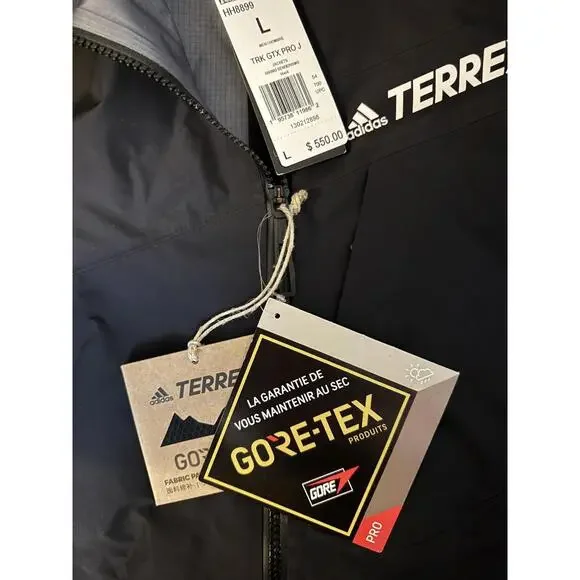 Adidas Terrex Jacket Mens Large Black TRK GTX PRO J Gore-Tex Pro Hooded HH8899